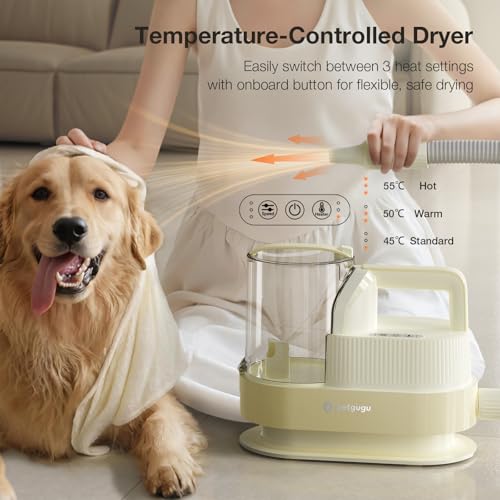 PETGUGU Dog Grooming Vacuum, Dog Vacuum for Shedding Grooming with 7‑in‑1 Clipper, Deshedding Brush, 2.5L Dust Cup, 3‑Speed Adjustable & Temp Control Blower, Low Noise Pet Hair Vacuum — view 6