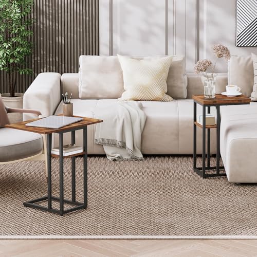 HOOBRO Beistelltisch, Klappbarer Sofatisch, C Form, Couchtisch – Ansicht 6