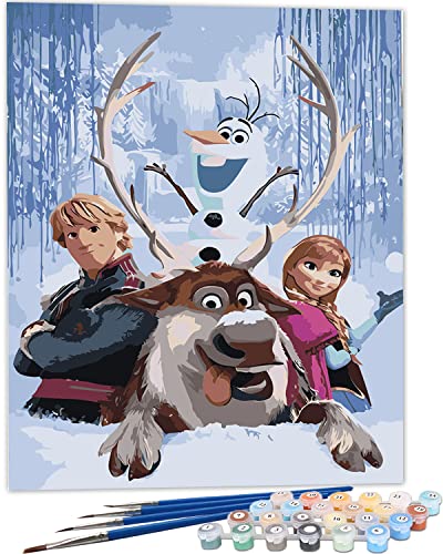 Malen Nach Zahlen Erwachsene SULISO DIY Handgemalt Ölgemälde Kits für Kinder Anfänge Geschenke Kits für Mädchen Frau Geschenk Haus Deko, Anna und Hans 16x20 Zoll Cover