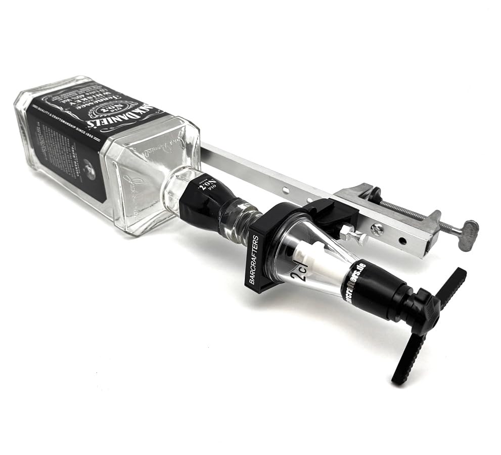BARCRAFTERS Schnaps Spender 2 cl + Regal Wand Halterung Spirituosendosierer...
