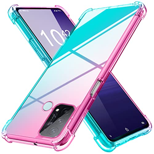OPPO Reno5 A ケース クリア 薄型 グラデーション色 ケース 軽量 tpu 耐衝撃 スマホケース 透明 米軍MIL規格取得 おしゃれ 黄変防止防塵一体型 人気 オッポ リノ5 a 携帯カバー ピンク/グリーン MD-JBK-002-02