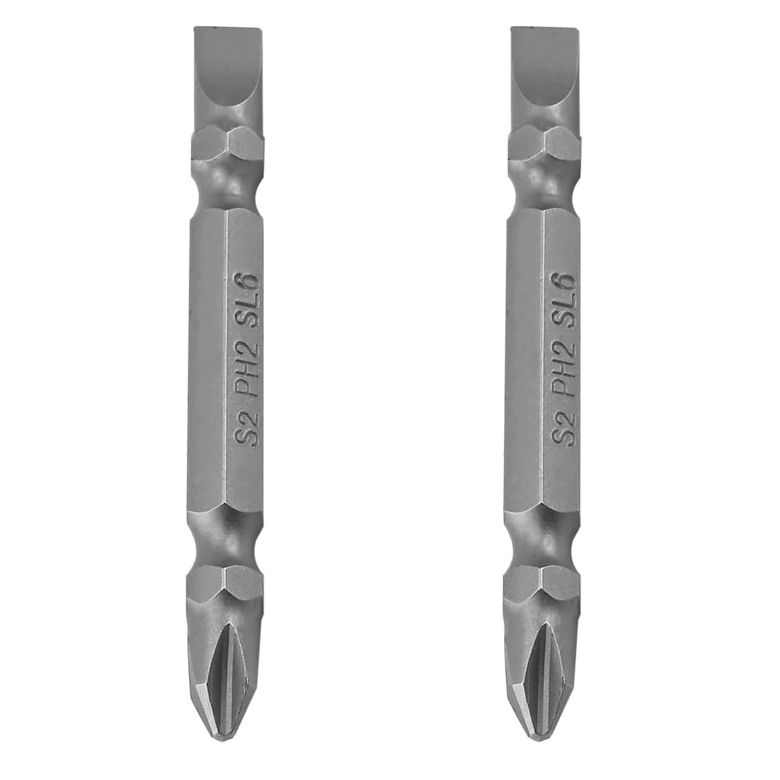 HARFINGTON Magnetic Double Ended Screwdriver Bit PH2/SL6 4x160mm 1/4" Hex Shank CR-V Steel Two Sided Interchangeable Phillips Cross Slotted Flat Screw-1093782
