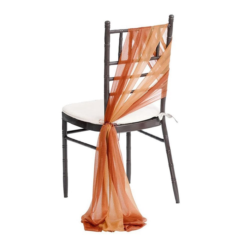 Hrlace Set of 20 Chair Sashes Chiffon Chair Sash Chair Cover Tulle Chair Back Covers Chair Bands Long Draping Fabric for Wedding Birthday Banquet Decoration Light Orange + Dark Orange 20 Pieces