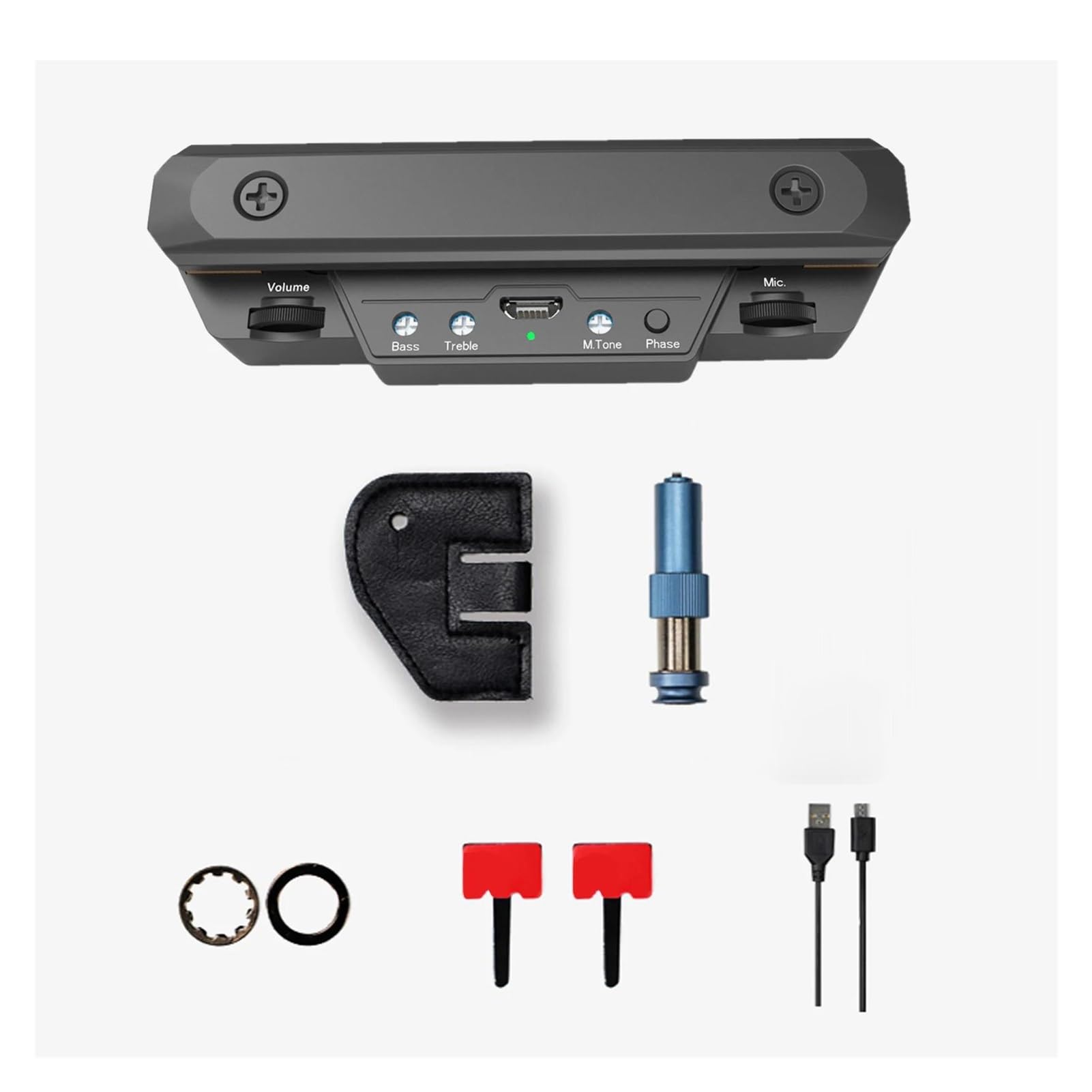 Pickup Per Chitarra Pickup Preamplificatore Buca Con Controllo Volume E Tono Accessori Per Strumenti Musicali Per Chitarra Acustica(Bk)