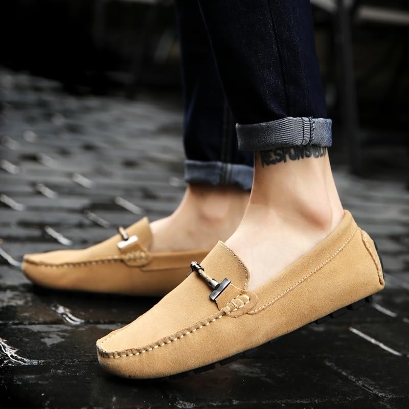 Men Shoes Suede Vamp Fashion Round Toe Solid Color Office Anti-Slip Non Slip Rubber Sole Block Heel Low Top Shoe Slip On2