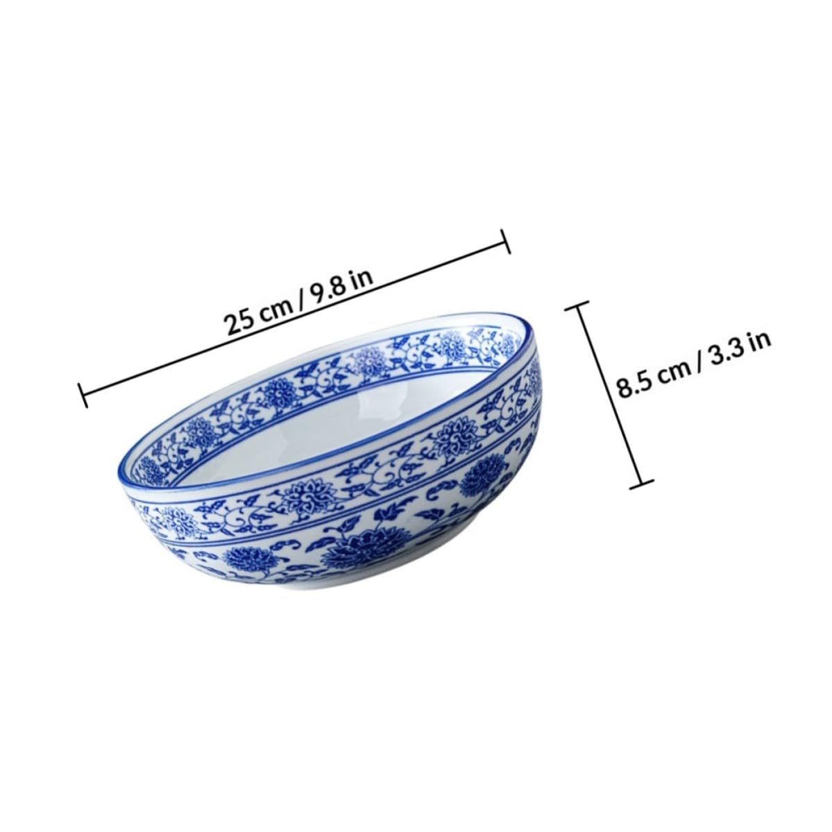 Cuenco de Cerámica Azul Estilo Chino para Sopas y Comidas Calientes