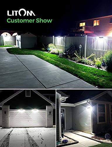 LITOM 120 LED Solar Lights Outdoor, upgraded Solar Panel with 3 Optional Modes and 270°Wide Angle, IP67 Waterproof, Portable Solar Powered Security Light 4 Pack