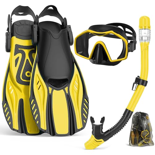 Keephigher Snorkeling Gear for Adults,Mask Fins Snorkel Set,Panoramic View...