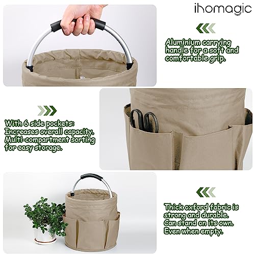 IHOMAGIC Multifunctional Storage Basket, Foldable Storage Bin, Round Tool Bag with Soft Handle - Image 3