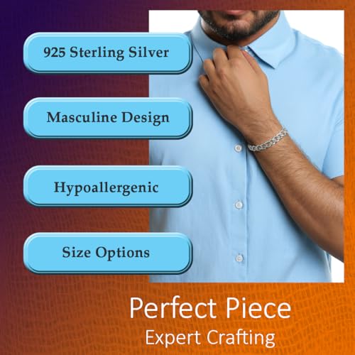 925 Sterling Silver Cuban Link Chain, Italian-Made Solid Chain Bracelet and Necklace for Men & Women - (Premium Leather Gift Box Included)3