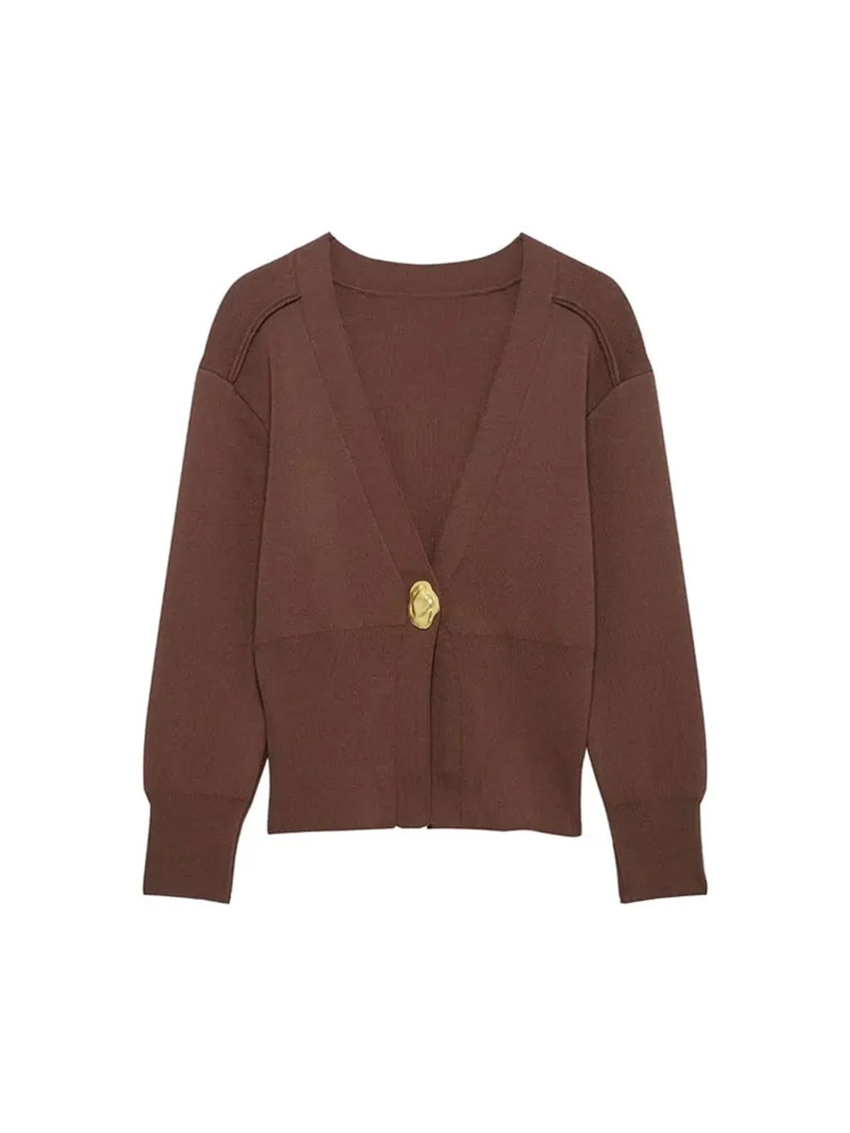 Cardigan Mujer Cárdigan de Punto con Botones Dorados en la Parte Delantera for Mujer, suéter Cuello V y Manga Larga, Prenda Exterior Femenina