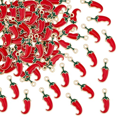 Breloques piment mexicain en métal émaillé de haute précision pour bijoux