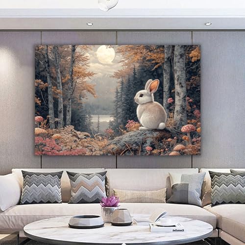 Poster lapin rétro 60x80cm pour salon moderne et élégant