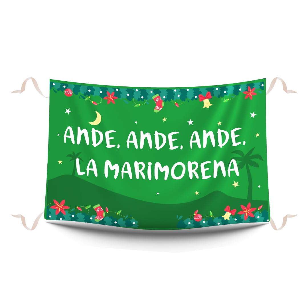 Balconeras de Navidad de Villancico. Decoración navideña y colgaduras divertidas de Navidad. Reposteros navideños para decorar balcones impresos en tela mate. Medidas 100 x 70 cm.