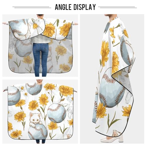Capa para barbería ALAZA flores amarillas 55 x 65 pulg miniatura 5