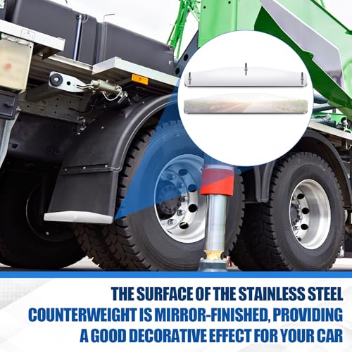 Image of MorningRo 2 Pcs 4 inch x 24 inch Silver Mud Flap Weights for Semi Trucks Mirror Finish Stainless Steel with 3 Welded Studs