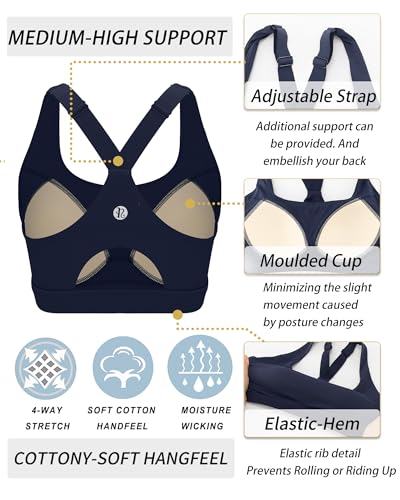Image of RUNNING GIRL High Impact Sports Bras for Women, High Support Running Adjustable Workout Sports Bras with Sewn in Pads