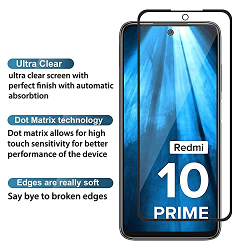 Image of 100FIT Tempered Glass Screen Protector Compatible for Redmi 10 Prime /Redmi Note 10T / Poco M3 pro 5Gwith Edge to Edge coverage and Easy Installation kit