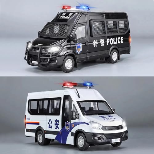 Image of 1:24 Diecast Metal Police Toy Car for Kids Police Car Model Car for Boy Light Sound Pull Back Openable Door