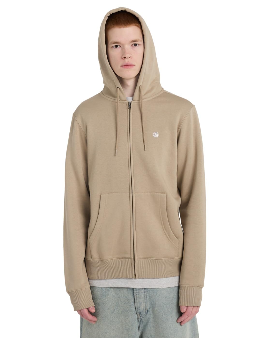 Element Icon Embroidery - Zip Sweatshirt - Men - Beige.