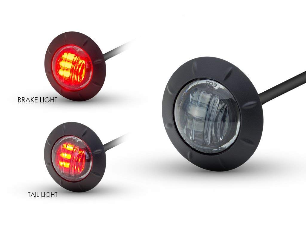 Moto Arrêter/Feu Arrière - Encastré LED - 2" 50mm - Fumé Lentille pour Cafe Racers