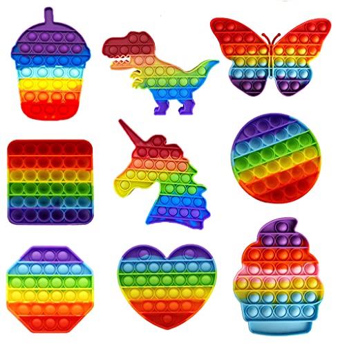 9 Pcs Pop it Fidget Toys Push Bubble Fidget Sensory Toys Jouets Anti-Stress Fidget Toy Squeeze Sensory Toy Cover