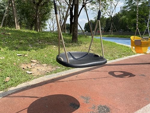 Image of SELEWARE Heavy Duty Swing Seat for Adults Kids Tree Swing with Weather Proof Ropes Swing Set Accessories for Backyard Patio Garden Playground, Height Adjustable Black
