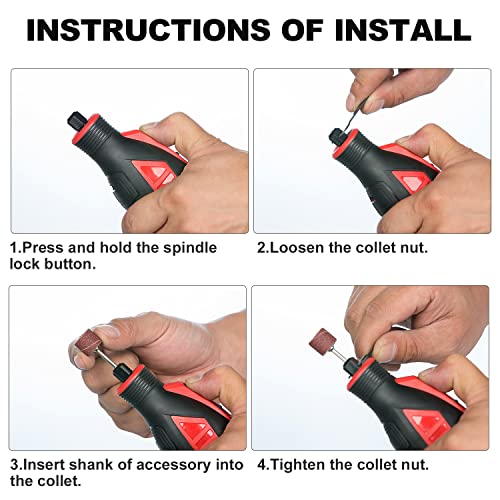 Populo 12V Cordless Rotary Tool Kit, 2.0Ah Battery, 5 Speed Adjustments, 115 Rotary Tool Accessories Power Rotary Tools For Carving, Engraving, Sanding, Polishing, Cutting, Diy And Craft Tool #TOP2