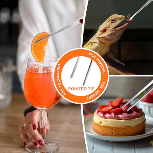 2Pcs 12-inch Kitchen Tweezers for Cooking, Kitchen Tweezer Tongs, Fine Stainless Steel Cooking Utensils Set for Steak, Salad, Pasta, Bacon, Sausage, BBQ, Toast, Aquarium, Silver, Achiwish - Image 7