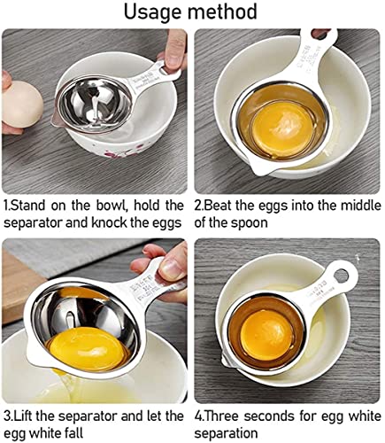 Image of YANCI Egg Separator Egg Yolk White Filter Food Grade Egg Divider Stainless Steel Egg Sieve Kitchen Gadget Cooking, Baker Tool Egg Extractor, Pack of 1