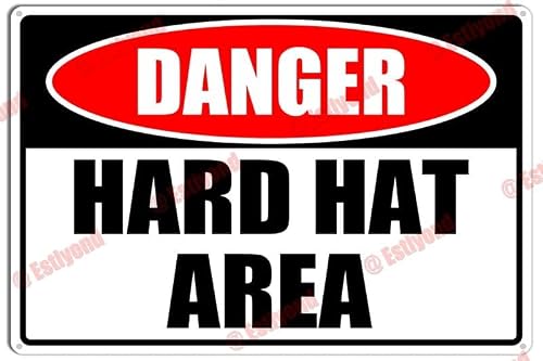 peiyeety Hard Hat Area Caution Warning Notice Aluminum Metal Sign 8"X12"