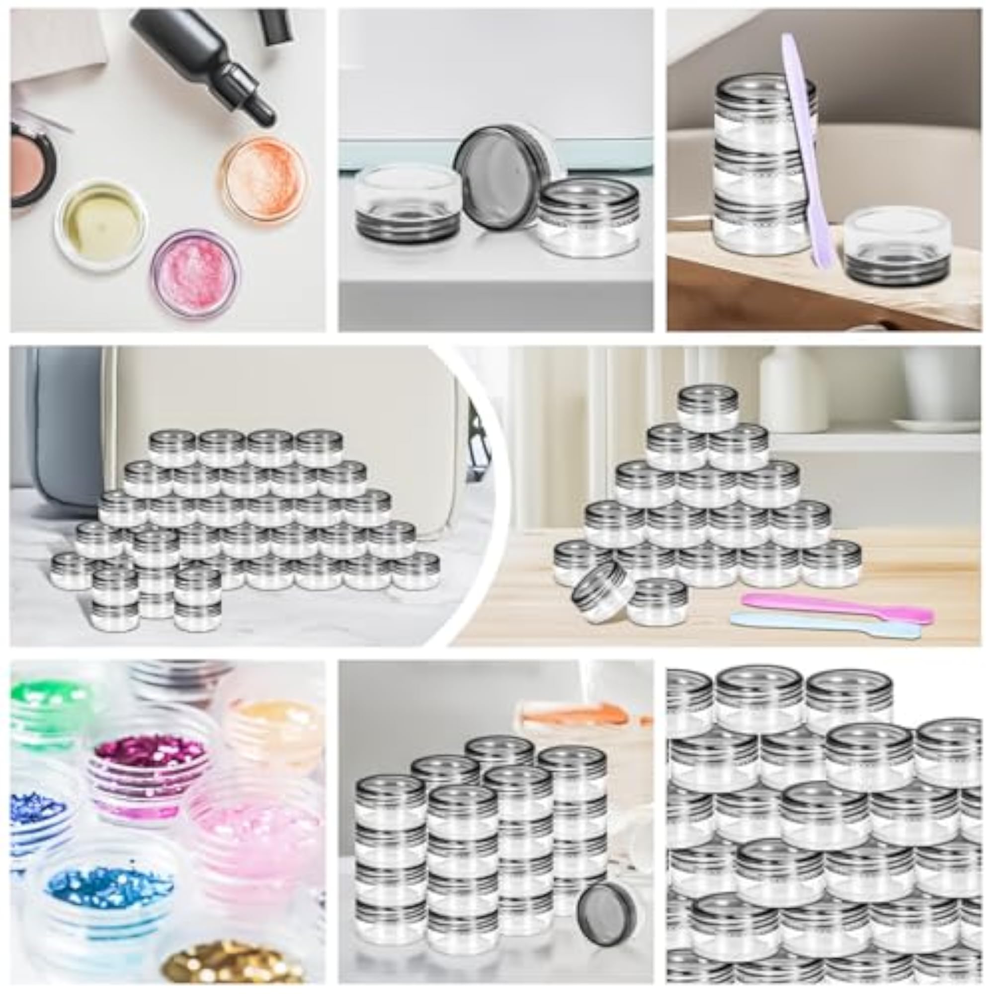 200 Pack 5g Plastic Jars with Lids, Clear Cosmetic Containers