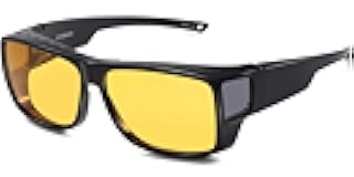 CAXMAN Night Driving Glasses for Men and Women Fit Over Night Vision Glasses HD Polarized Anti Glare Yellow Tinted Lens