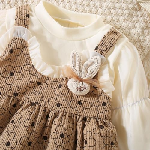 Image of EIO Baby Girl Princess Dress - Long Sleeve Cotton Frock with Round Neck | Comfortable Kids Birthday Outfit | Toddler Girl Casual & Festive Dress