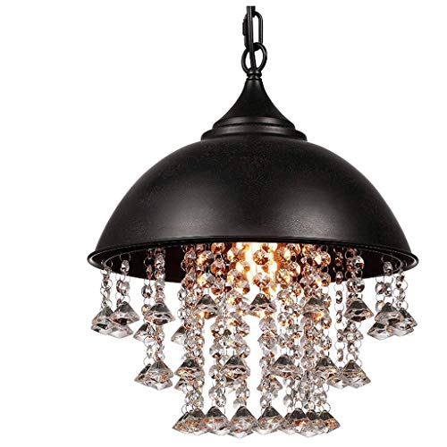 Lustre en cristal industriel rétro noir éclairage créatif pour table à manger
