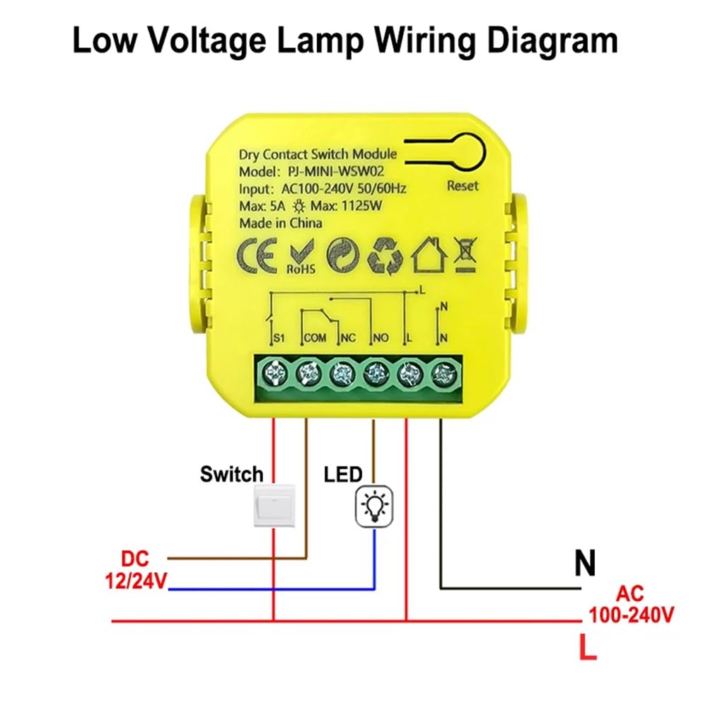 TUYA Smart Life WiFi Modulo WiFi Switch Relè di Contatto A Secco 5A DC12V 24V AC100-240 V Controllo Timer Remoto 'App Remoto