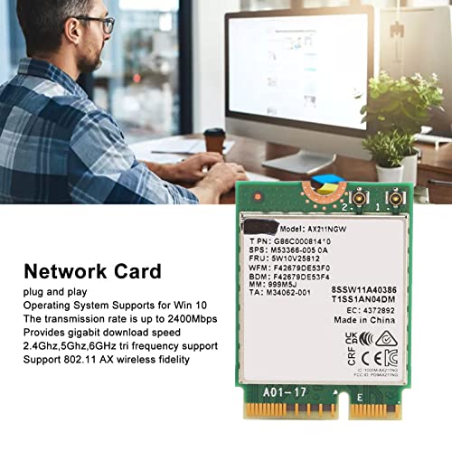 Tarjeta de Red M.2 AX210NGW 6E No Cable BT5.2 Banda Expande a 802.11ax ac para Laptops PC miniatura 2