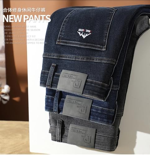 Jeans Pants Trousers Denim Spring and Autumn Stretch Men's Classic Light Business Slim Fit3