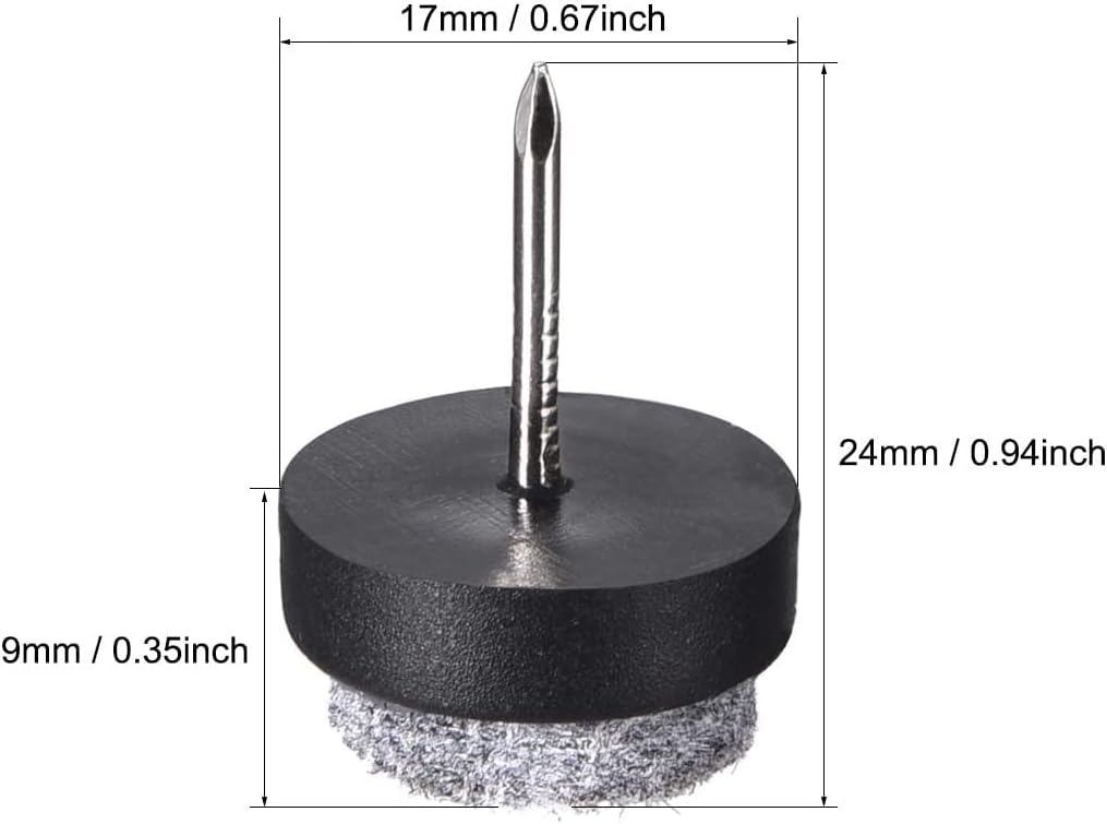 XYWHPGV Nail on Furniture Felt Pads Glide Chair Table Leg Protector 17mm Dia Black 60pcs(933c0 d63b9 1c632 ac63a d7ea6 f41d7