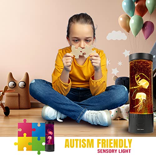 Brewish Jellyfish Lava Lamp | 16 Color Changing Mood Lamps | Aquarium Night Light For Kids & Adults | Artificial Fish Tank With Moving Fish | Sensory Room Led Lights For Autism, Adhd | Excellent Gift #TOP5