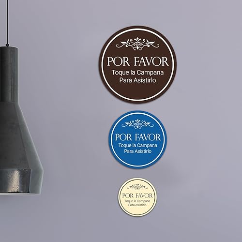 Miniatura 4 de Signs ByLITA Circle Por Favor Toque la Campana Para Asistirlo Letrero (NegroOro) - Pequeño