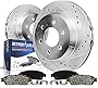 Detroit Axle - Rear Drilled And Slotted Rotors + Ceramic Brake Pads W/Hardware Replacement For Cadillac SRX Saab 9-4X Automotive Replacement Brake System Parts - 4pc Set