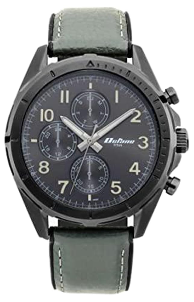 Watch for Men, Quartz Movement, Analog Display, Black Leather Band Strap-90122QP01