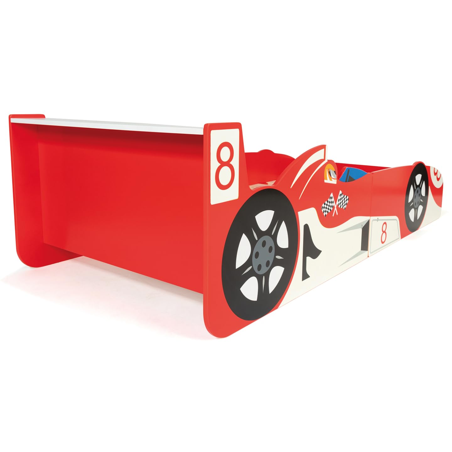 IDMarket - Lit Enfant Voiture Formule 1 Teddi 70 x 140 CM Rouge