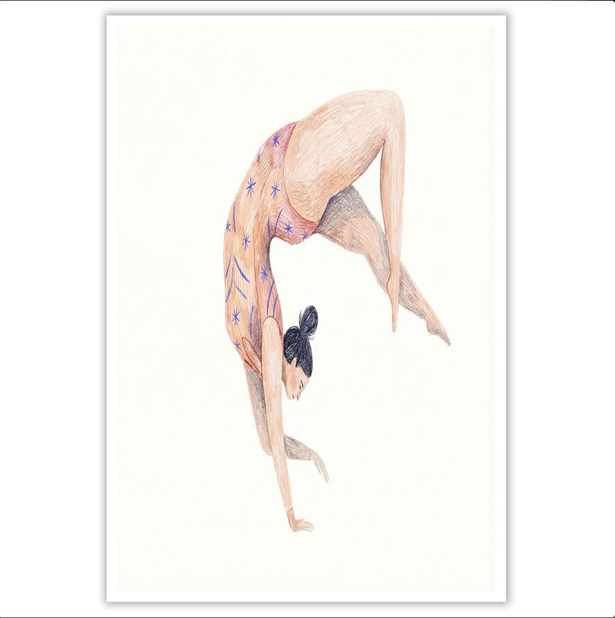 Póster de gimnasta dibujada a mano en lienzo grande de 70x100cm moderno sin marco 6