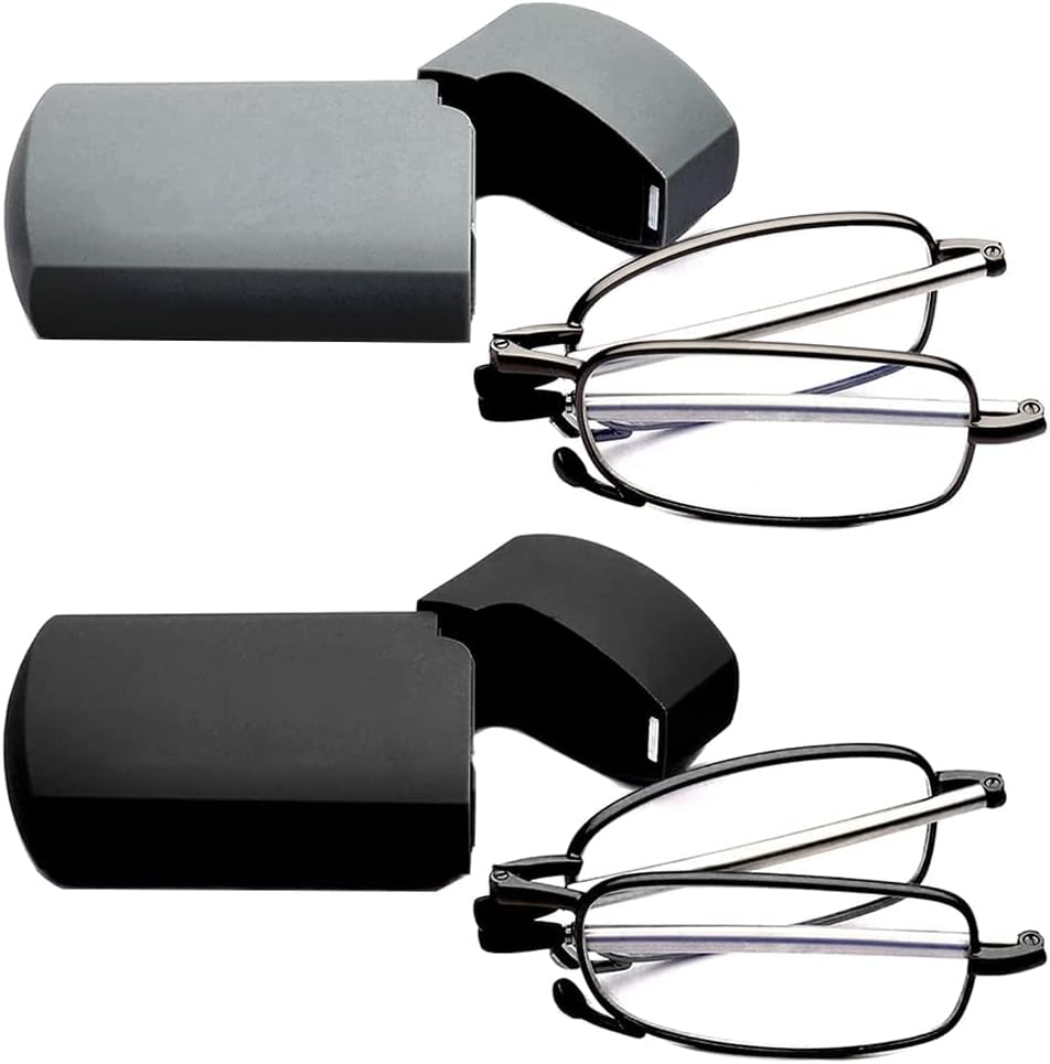 Slim Pocket Reading Glasses Blue Light Blocking Computer Readers with Pen Clip Cases 3 or 4 Pack