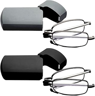 Goosen 2-Pack Folding Compact Reading Glasses With Hard Cases Blue Light Blocking Readers For Men Women Computer Eyeglasses 3.0 x