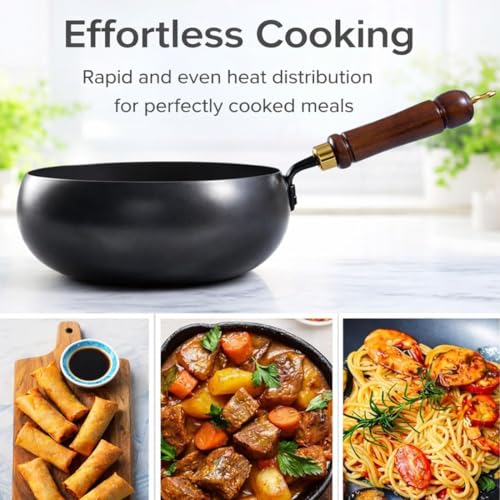 Wok japonés de hierro fundido con tapa y espátula miniatura 4