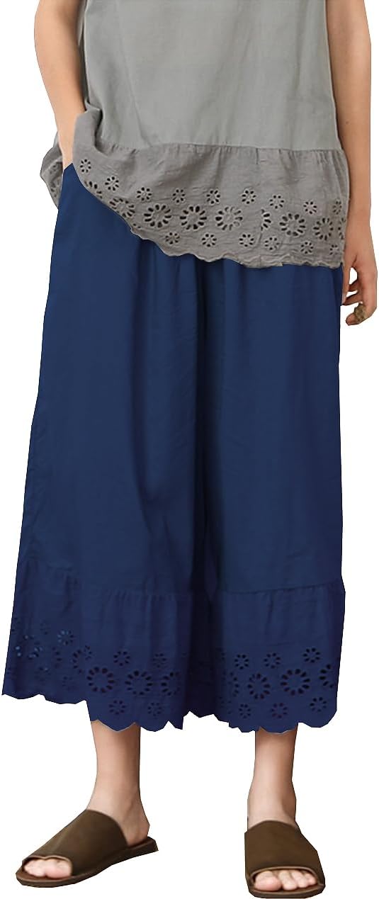 Vanrose Jan Summer Lightweight Lace Ruffle Pettipants Slips Crop Length ...