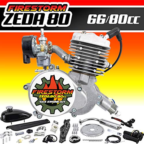 Zeda 80 Complete 80cc Bicycle Engine Kit - Firestorm Edition (Black (+$10.00),44 Tooth)